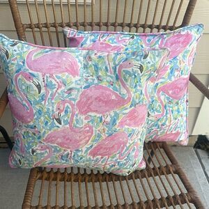 Flamingo Tropical Printed Outdoor Pillows 16”x16”